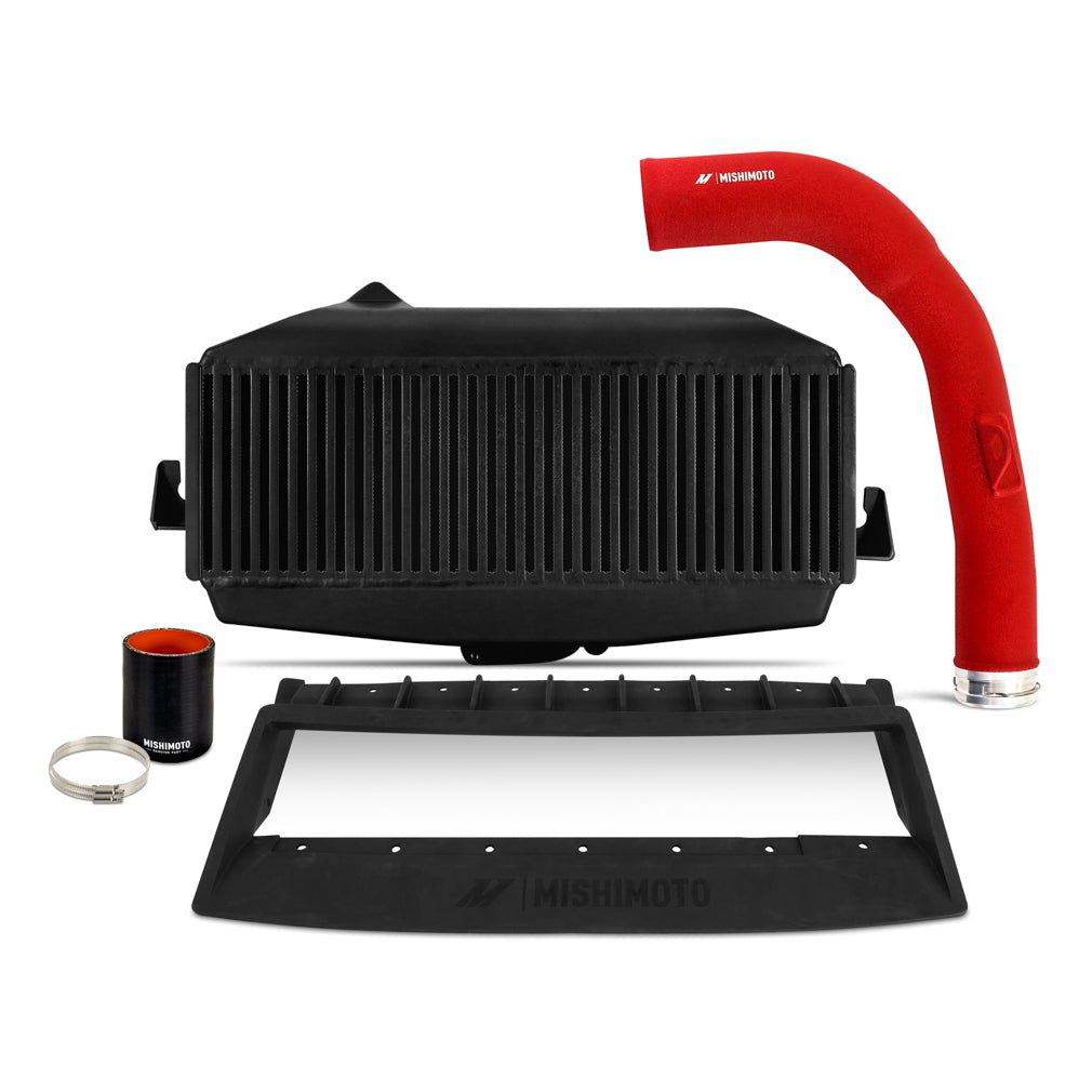 Mishimoto MMTMIC-WRX-22KBKRD Top-Mount Intercooler Kit fits Subaru WRX 2022+ Black Intercooler Red Pipe  MMTMIC-WRX-22KBKRD