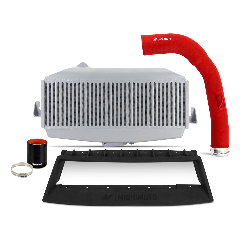 Mishimoto MMTMIC-WRX-22KSLRD Top-Mount Intercooler Kit fits Subaru WRX 2022+ Silver Intercooler Red Pipe  MMTMIC-WRX-22KSLRD