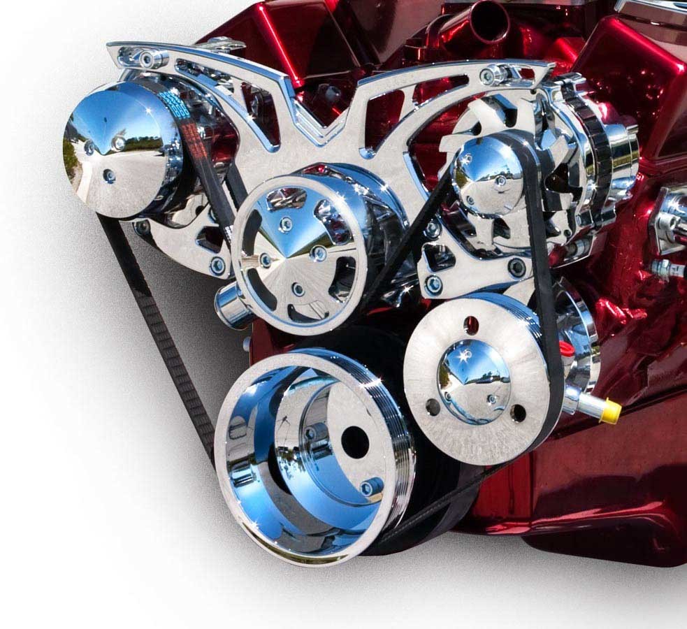 MARCH PERFORMANCE,21150,SBC Style Track Pulley Set Alt A/C with P/S