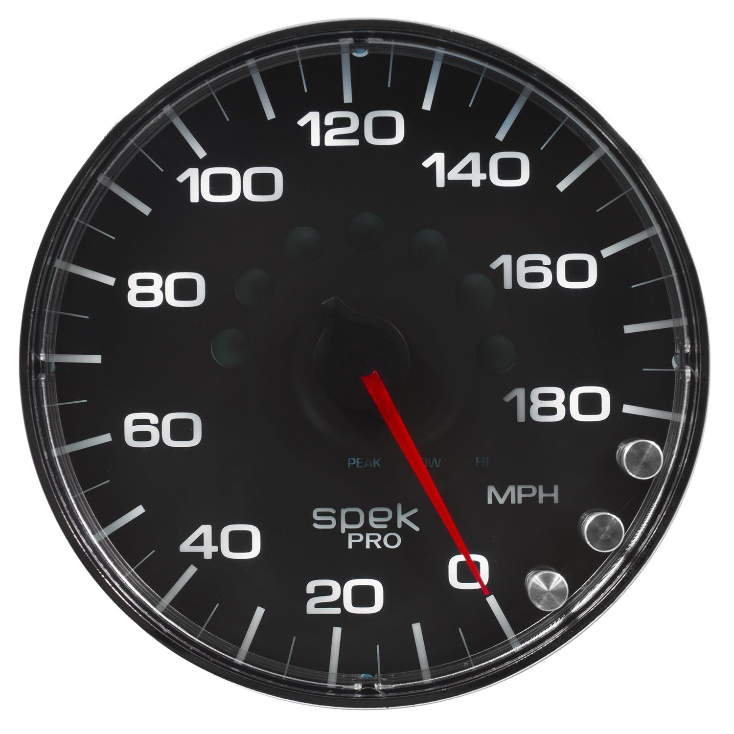 AutoMeter Products P230318 Spek Pro Speedometer Gauge, Electric Programmable Black/Chrome 5, 180 MPH