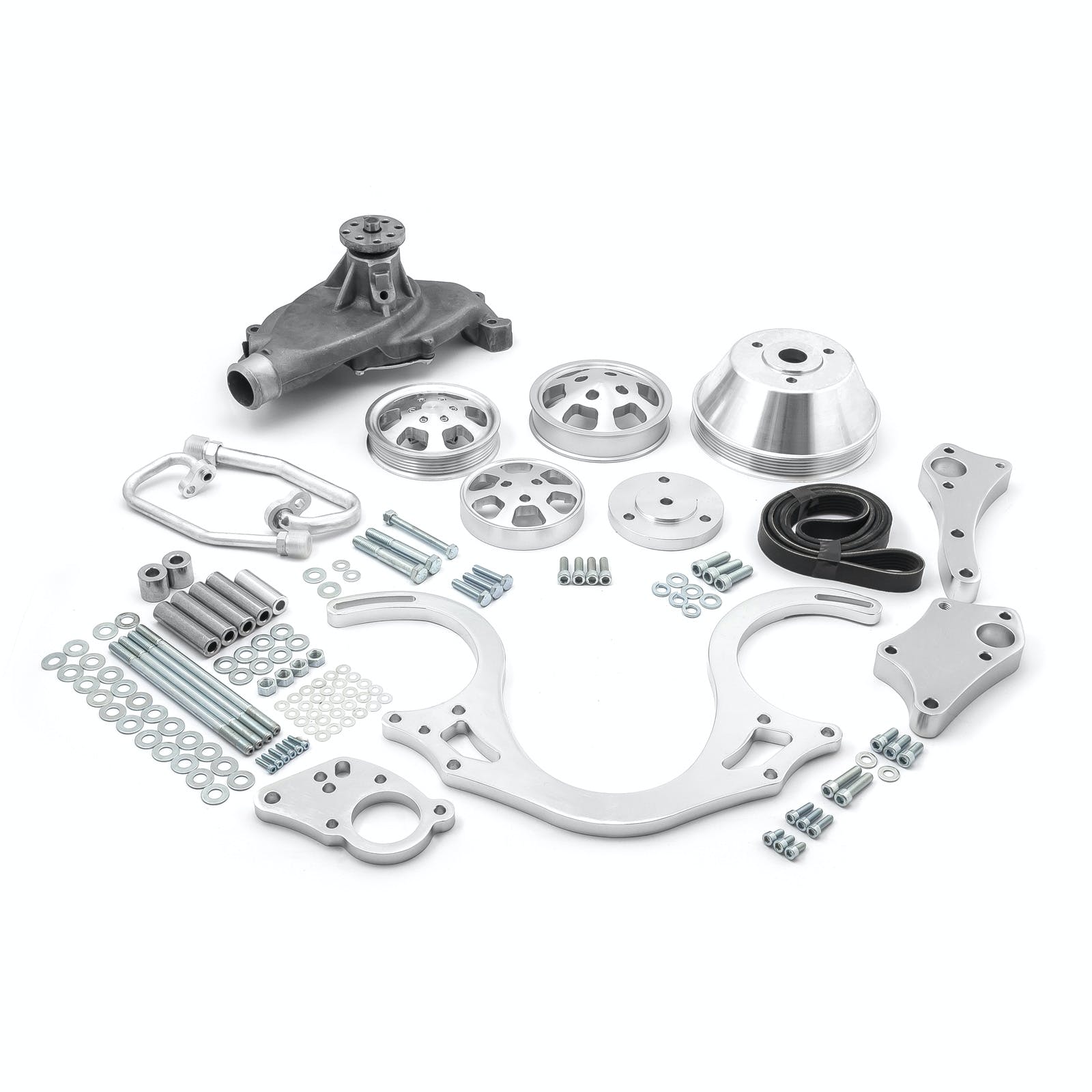 Speedmaster PCE415.1023 Polished Aluminum Serpentine Engine Pulley and Short Water Pump Kit