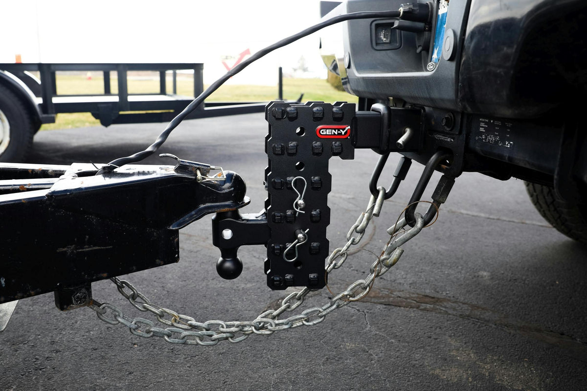 GEN-Y Hitch GH-2413X Phantom-X 2.5in Solid Shank 5in Drop 1.6K TW 16K Hitch and GH-051 Dual-Ball Mount