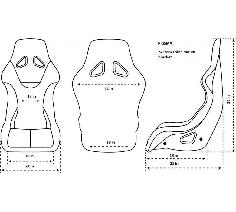 NRG Innovations FRP And Carbon Fiber Buckets Seats Singles FRP-302PP-PRIMSA