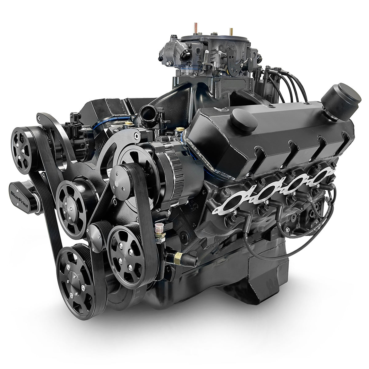 BluePrint Engines Blackout 632 ci Big Block GM style proseries engine - Dressed longblock w/ carb and Black pulley kit  PS6320CTFKB