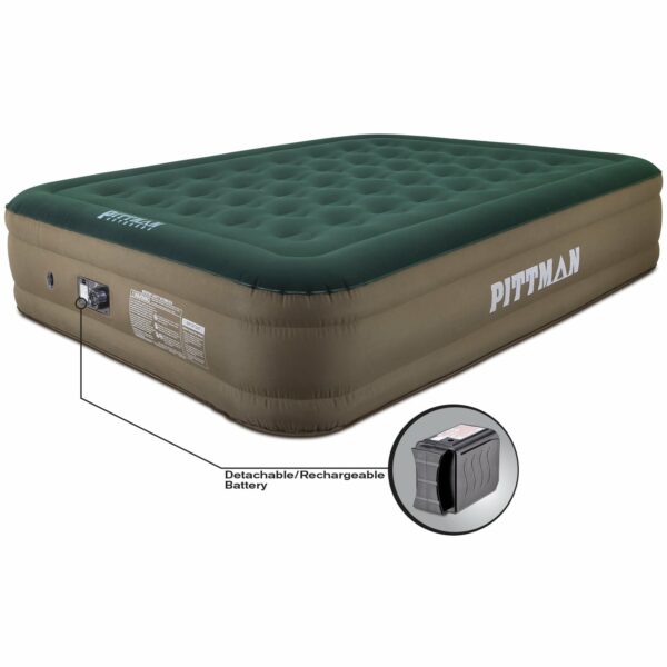 Pittman Outdoors PPI-CAMPX16 Queen Fabric Ultimate 16 Air Mattress with Built-in Recharge battery Air Pump