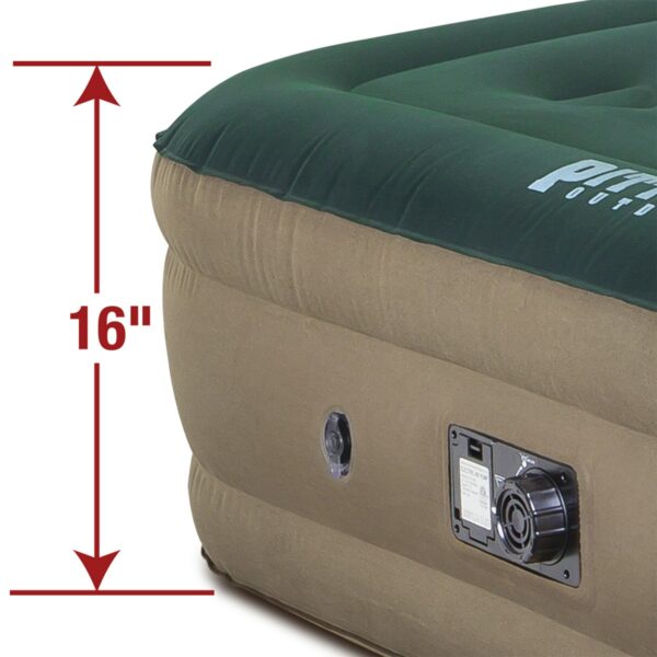 Pittman Outdoors PPI-CAMPX16 Queen Fabric Ultimate 16 Air Mattress with Built-in Recharge battery Air Pump