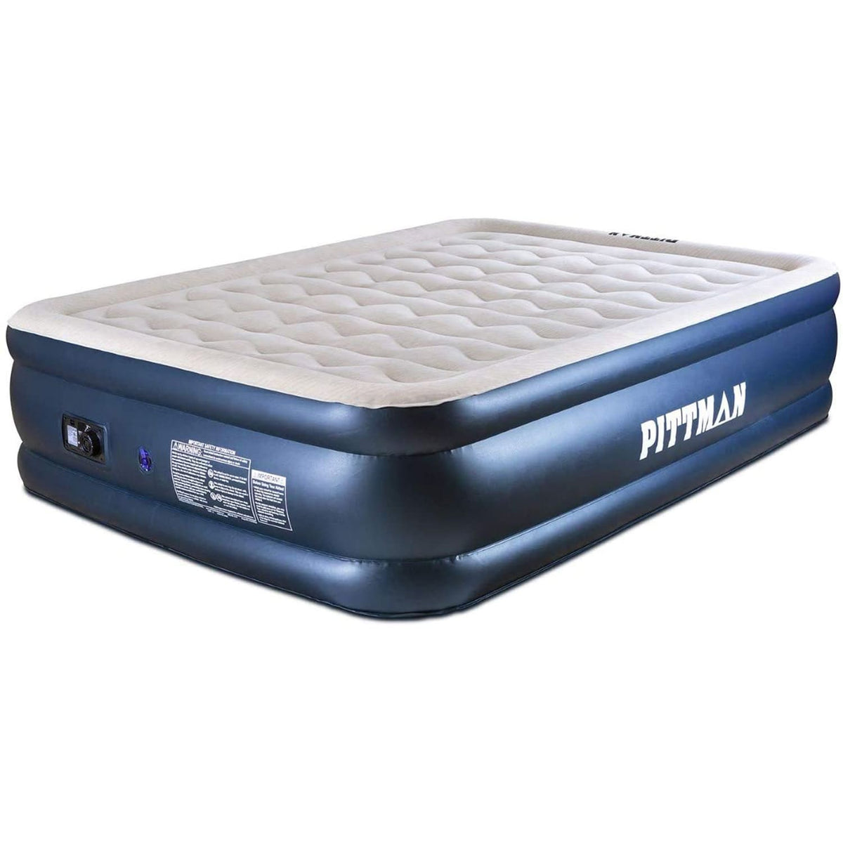 Pittman Outdoors PPI-DELUXE Pittman Queen Deluxe Never Leak Wave Beam Double High Air Mattress Electric Pump