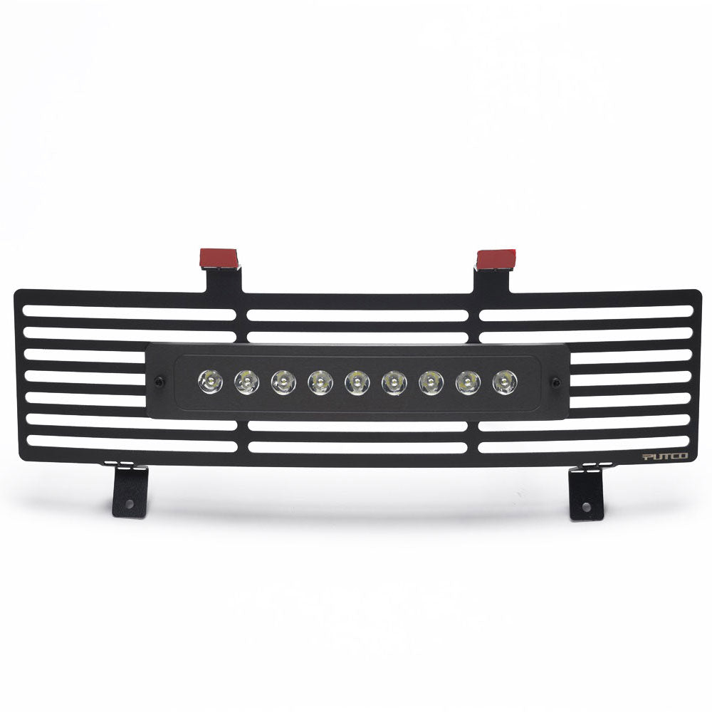 Putco 87165L Stainless Steel Black Bar Design Bumper Insert w/ 10 inch Luminix Light Bar