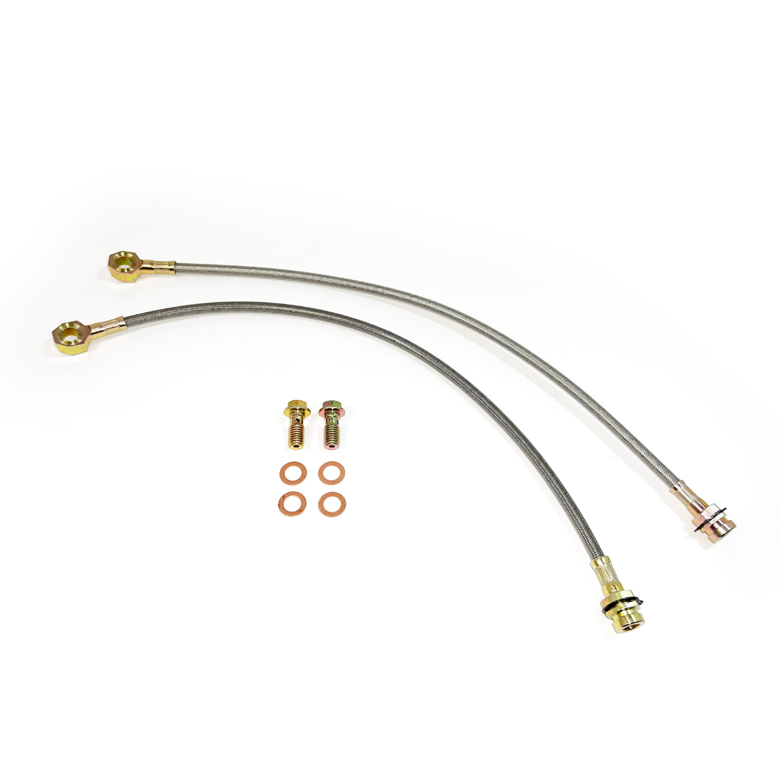 Racing Power Company R1731 16 inch gm metric stainless brake hose kit with tabs