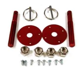 Racing Power Company R4047 ALUM HOOD PIN KIT ANODIZE RED COLOR