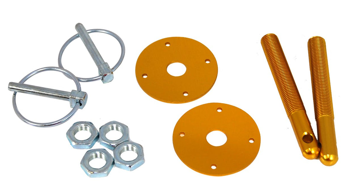 Racing Power Company R4050 ALUM HOOD PIN KIT ANODIZE GOLD COLOR