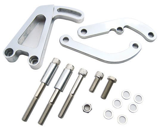 Racing Power Company R4368 SBC BILLET ALUM POWER STEERING BRACKET CHOME