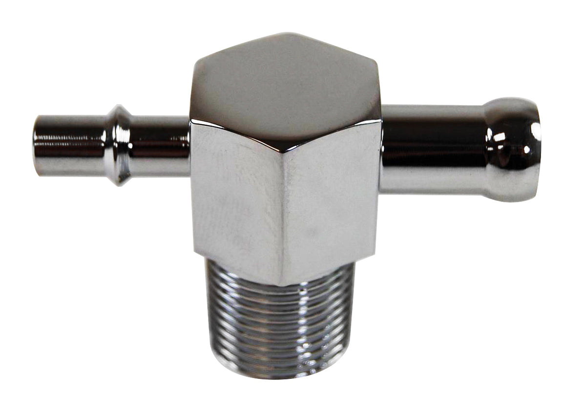 Racing Power Company R4531 Alum t fitting 3/8 inch npt - 3/8 inch and 1/4 inch barbs