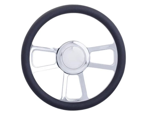 Racing Power Company R5606A 14 inch alum/leather steering wheel/horn/adapter kit