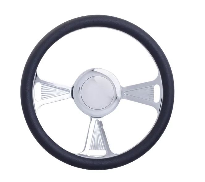 Racing Power Company R5609A 14 inch alum/leather steering wheel/horn/adapter kit