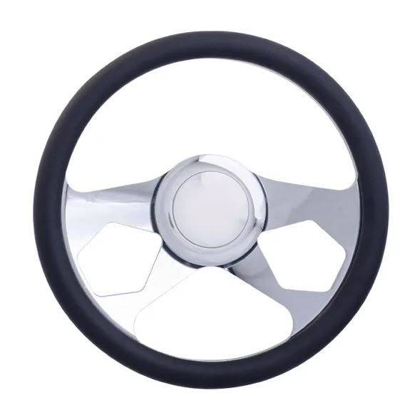 Racing Power Company R5613A 14 inch alum/leather steering wheel/horn/adapter kit