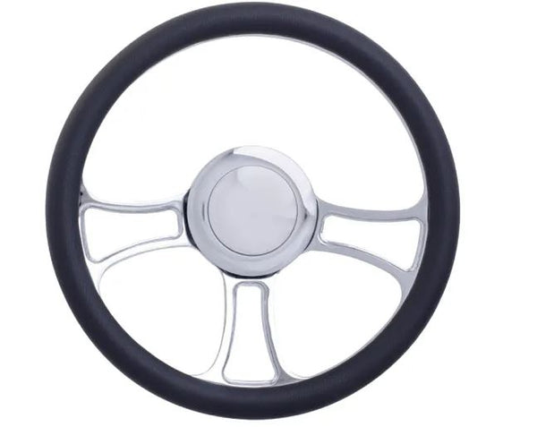 Racing Power Company R5616A 14 inch alum/leather steering wheel/horn/adapter kit