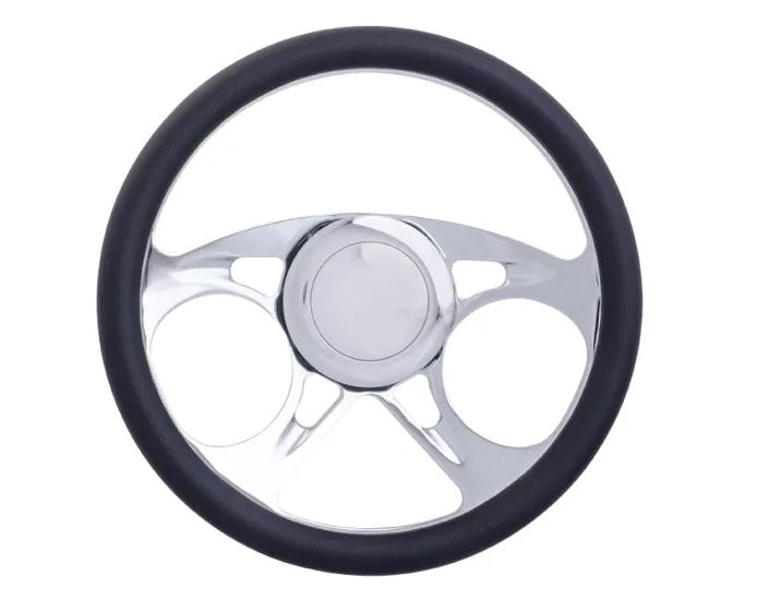 Racing Power Company R5617A 14 inch alum/leather steering wheel/horn/adapter kit