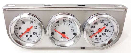 Racing Power Company R5750 2 inch triple gauge kit oil/voltage/water -chrome