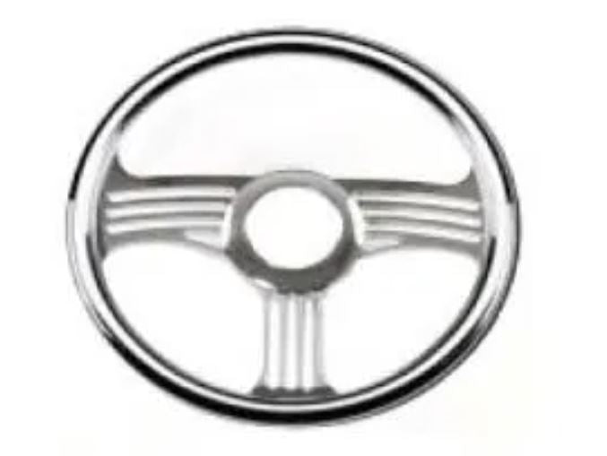 Racing Power Company R5816 14 inch chrome billet solid slash steering wheel