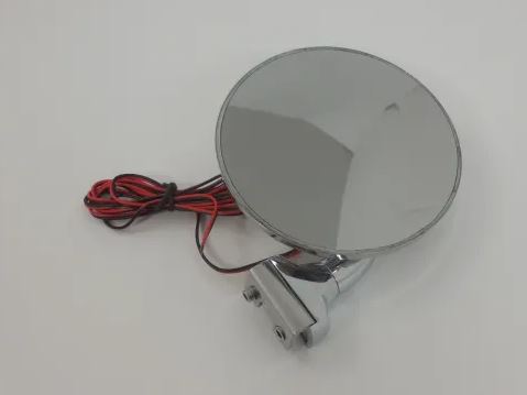 Racing Power Company R6610-LED Stainless 4 inch round peep mirror - short arm w/led