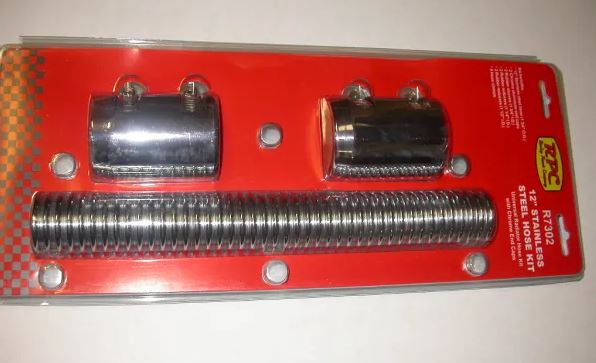 Racing Power Company R7302 12 inch radiator flex hose kit with chrome end caps