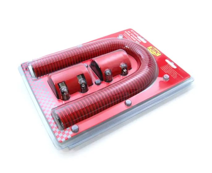 Racing Power Company R7304RED Red 24 inch radiator hose kit w/ caps