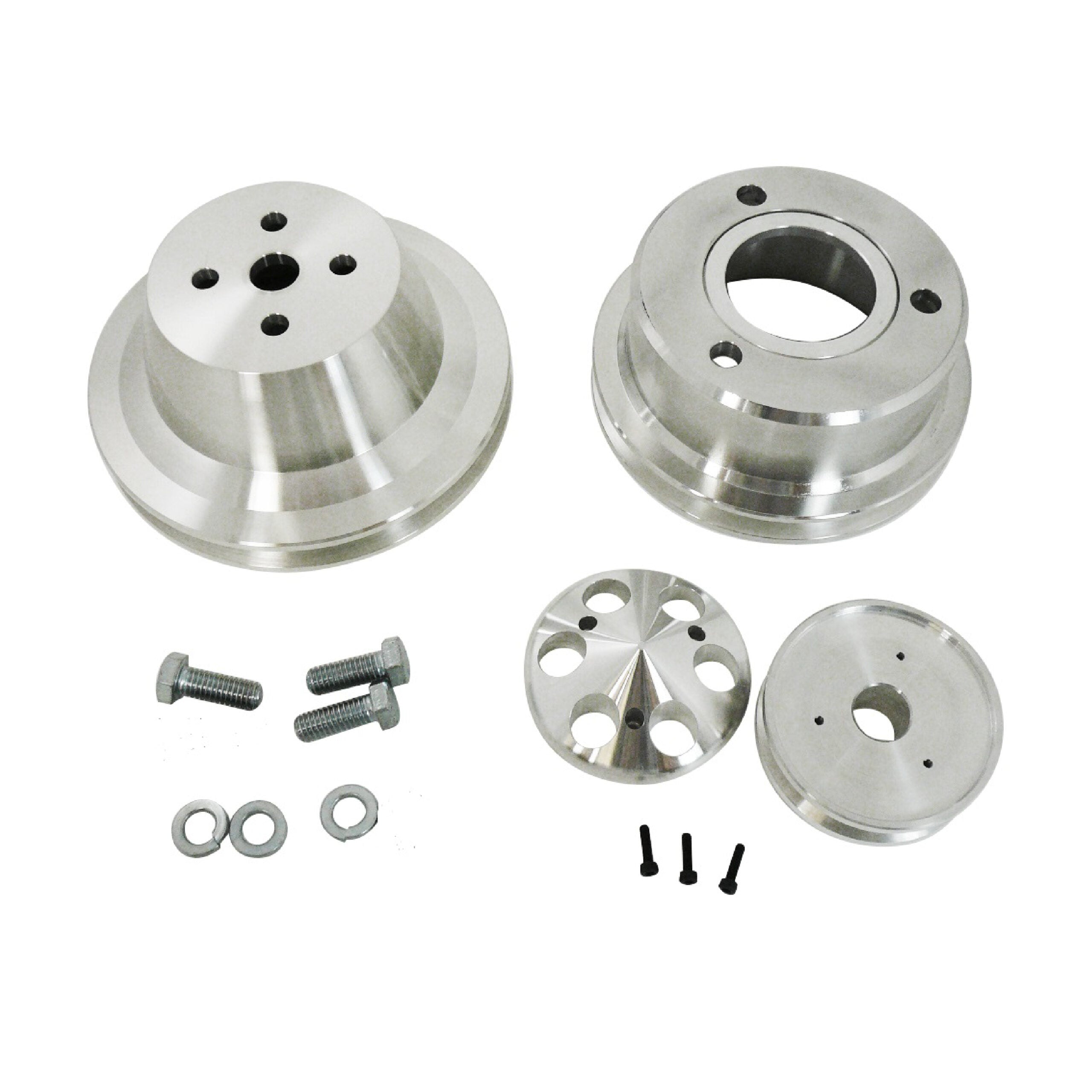 Racing Power Company R8720 Aluminum Water Pump Pulley 3 Pc Kit 1V-Belt (A
