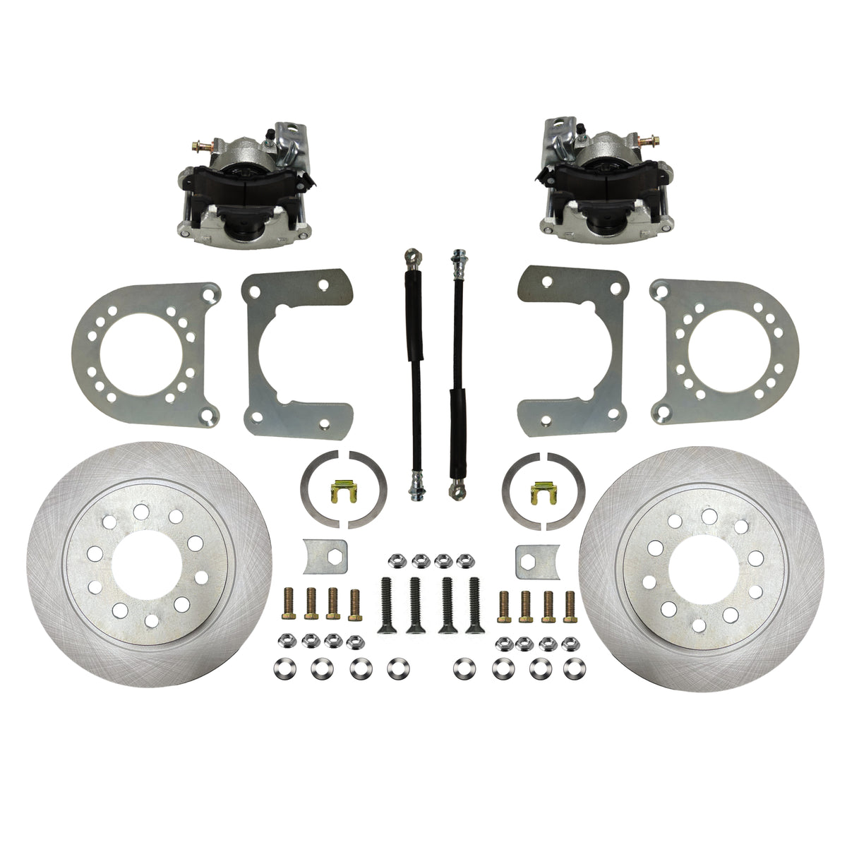 LEED Brakes Rear Disc Brake Conversion Kit with Plain Rotors and Zinc Plated Calipers RC0017