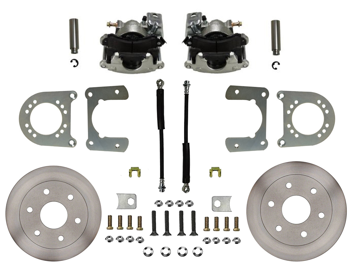 LEED Brakes Rear Disc Brake Conversion Kit with Plain Rotors and Zinc Plated Calipers RC6001