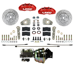 LEED Brakes Power Front Disc Brake Conversion Kit with Drilled and Slotted Rotors and Red Powder Coated Calipers RFC0026-8307X