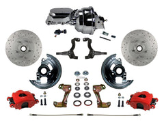 LEED Brakes RFC1002-N605X Front Disc Brake Kit - Power 8 inch Chrome - Red - MaxGrip - Adj. Valve