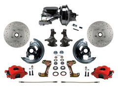 LEED Brakes RFC1003-F6B2X Front Disc Brake Kit - Power 9 inch Chrome - Red - MaxGrip - Adj. Valve