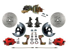 LEED Brakes RFC1003-M1A1X Front Disc Brake Kit - Power 8 inch Zinc - Red - MaxGrip - Disc Drum