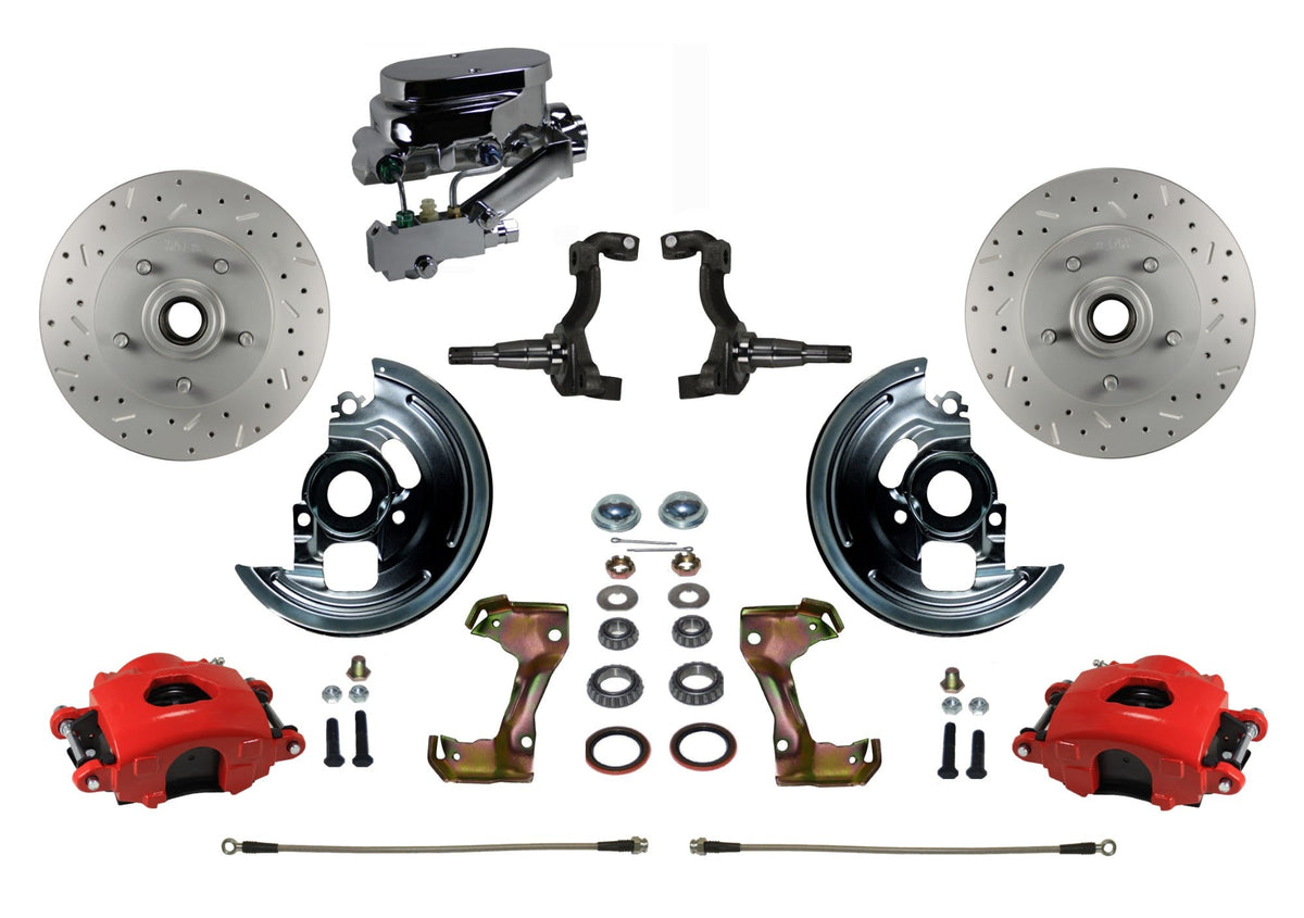 LEED Brakes RFC1006-FA1X Front Disc Brake Kit - Manual - Chrome - Red - MaxGrip Disc Drum