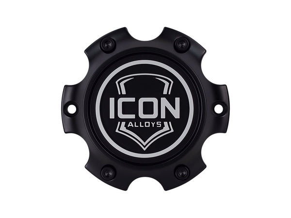 ICON Alloys RX-6135-S2 - Embossed Center Cap Satin Black / White - 6 X 135