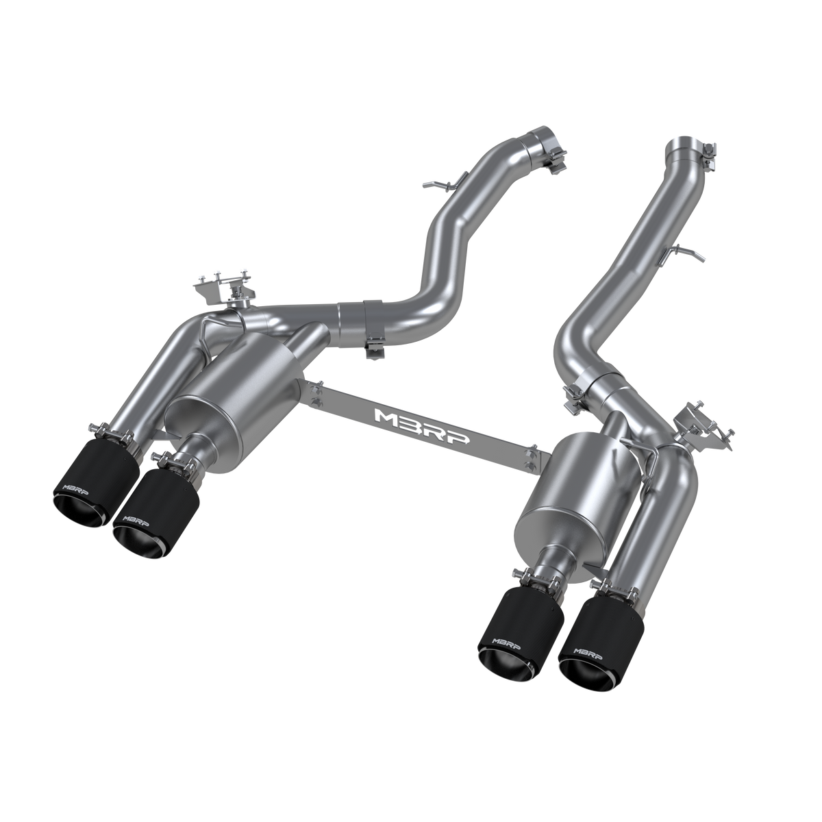 MBRP Exhaust 2019-2021 BMW M2 Competition 3.0L Armor Pro T304 Stainless Steel 3 Inch Resonator-Back Dual Rear Quad Outlet with Carbon Fiber Tips Active Profile MBRP S45023CF