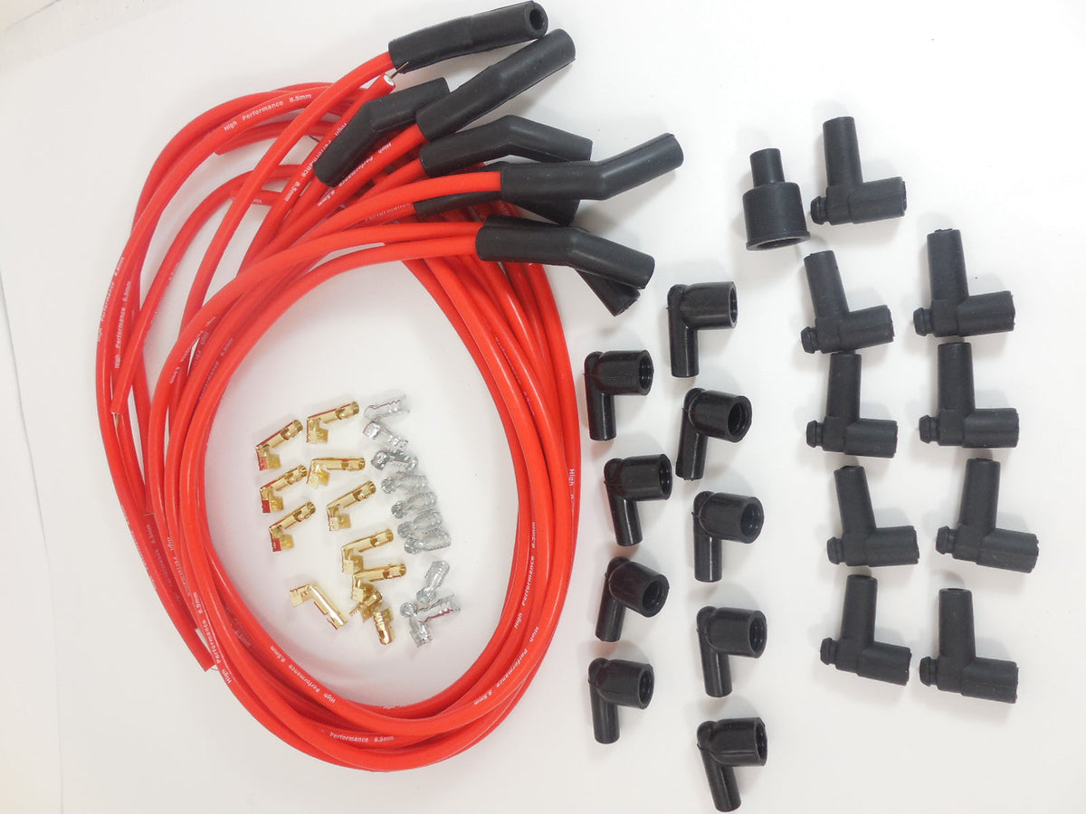 Racing Power Company R4604RED SPARK PLUG WIRE SET RED WIRES/BOOTS 135 DEG 8MM