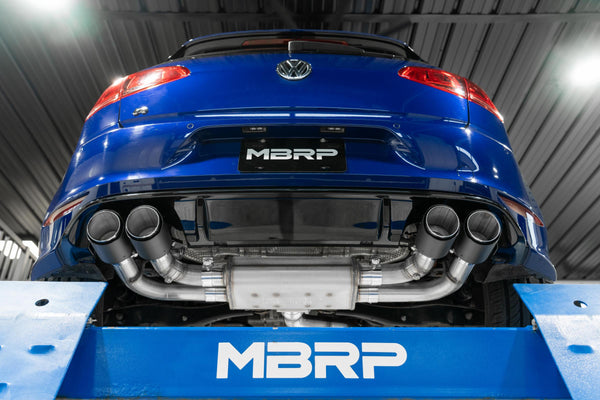 MBRP Exhaust 2015-21VW Golf R T304 Stainless Steel 3 inch Cat-Back Active Quad Rear Exit with Carbon Fiber Tips MBRP S46053CF