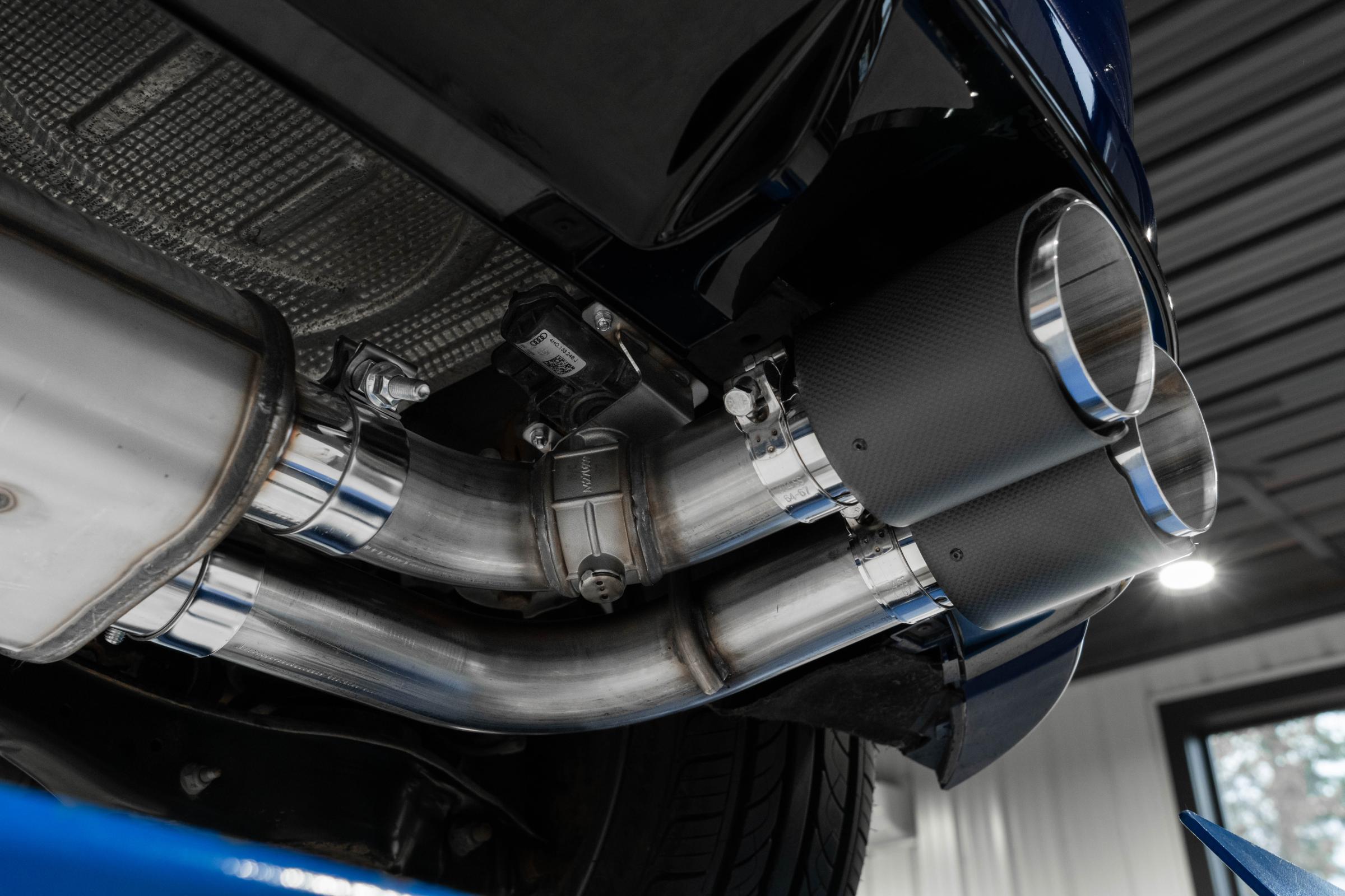 MBRP Exhaust 2015-21VW Golf R T304 Stainless Steel 3 inch Cat-Back Active Quad Rear Exit with Carbon Fiber Tips MBRP S46053CF