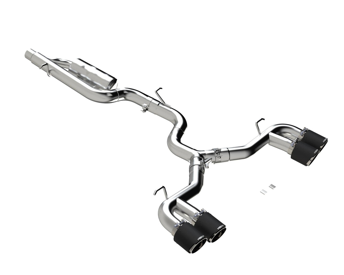 MBRP Exhaust 2022-Up Volkswagen Golf R MK8 T304 Stainless Steel 3 Inch Cat-Back Quad Split Rear Carbon Fiber Tips Valve Delete MBRP S46123CF