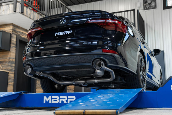 MBRP Exhaust 2022-Up Volkswagen Jetta GLI 2.0 TSI T304 Stainless Steel 3 Inch Cat-Back 2.5 Inch Dual Split Rear with Carbon Fiber Tips Street Profile MBRP S46153CF