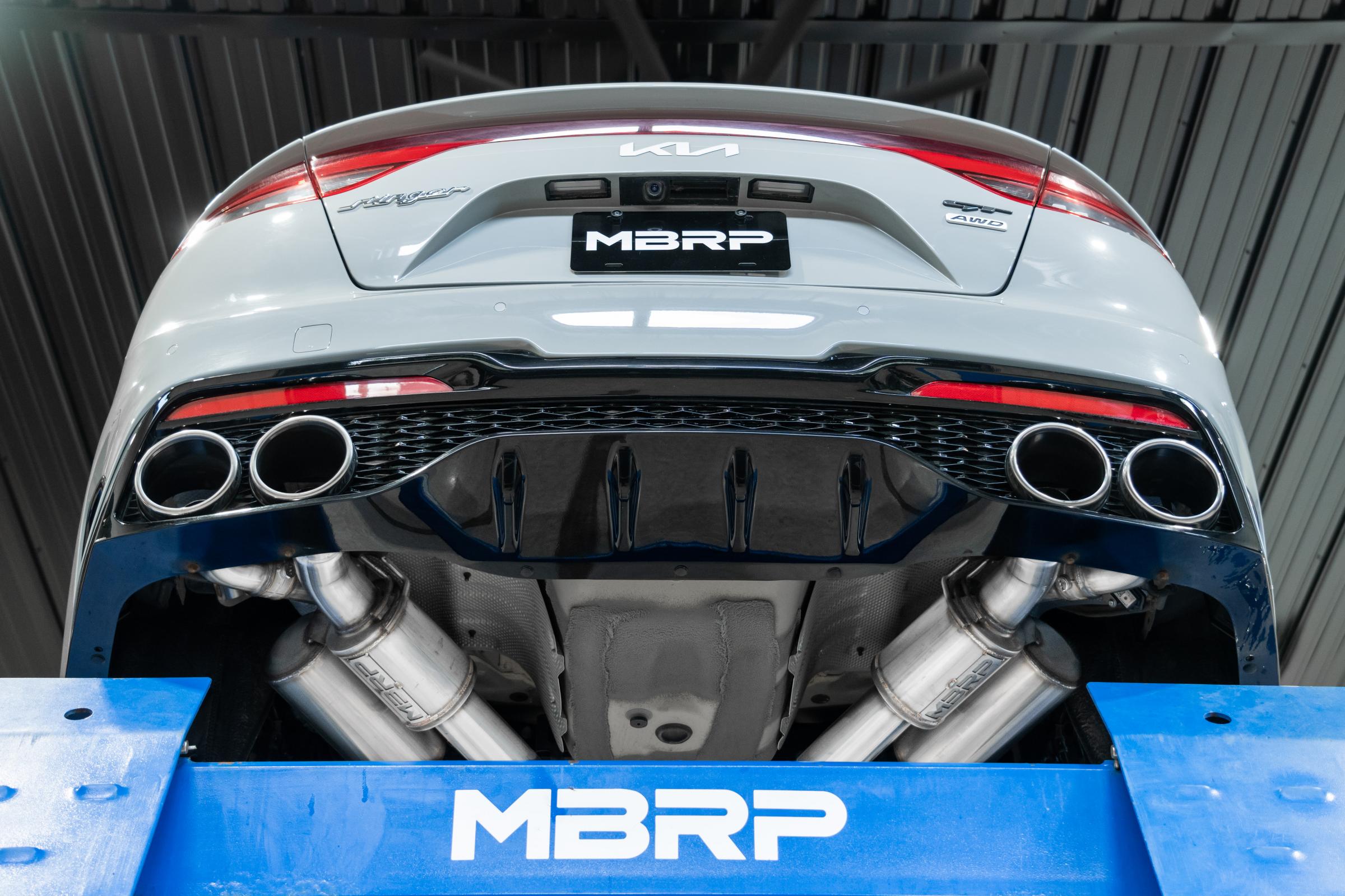 MBRP Exhaust 2022-2023 Kia Stinger 3.3L AWD/RWD 2.5 Inch Cat-Back Dual Split Rear Quad Outlet T304 Stainless Steel Active Exhaust MBRP S4708304