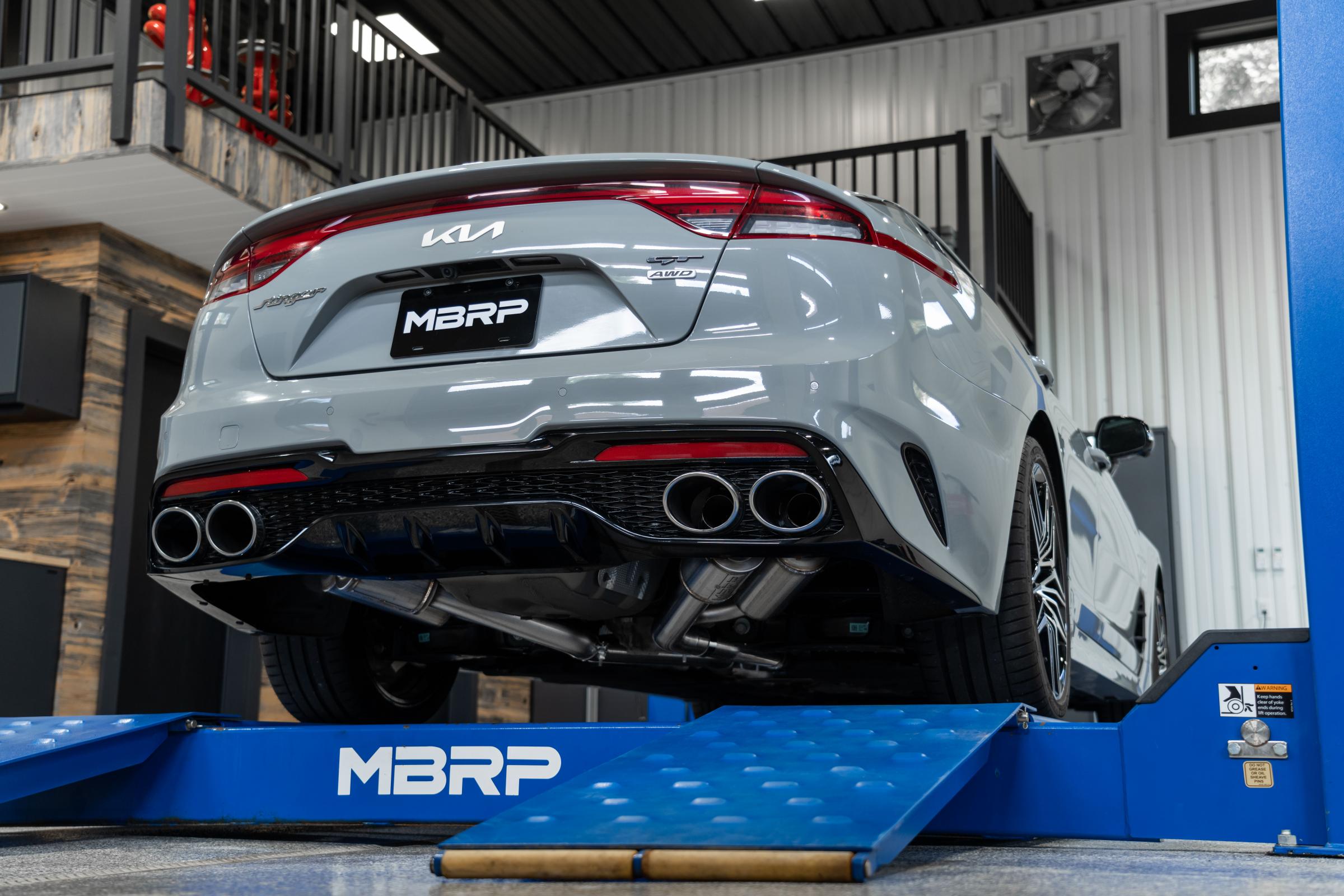MBRP Exhaust 2022-2023 Kia Stinger 3.3L AWD/RWD 2.5 Inch Cat-Back Dual Split Rear Quad Outlet T304 Stainless Steel Active Exhaust MBRP S4708304