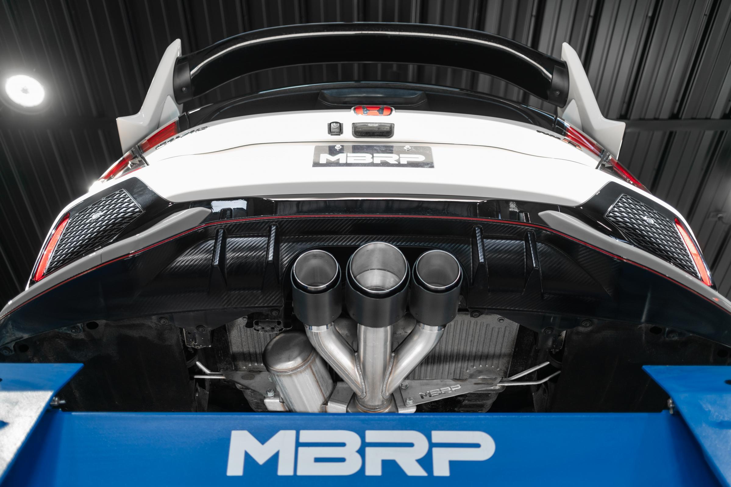 MBRP Exhaust 2017-2021 Honda Civic Type R 2.0L T304 Stainless Steel 3 Inch Cat-Back Triple Rear Outlet Carbon Fiber Tips MBRP S49013CF