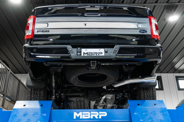 MBRP Exhaust T304 Stainless Steel 3 Inch Resonator Back Single Side Exit 2021-Up Ford F-150 PowerBoost Hybrid 3.5L MBRP S5221304