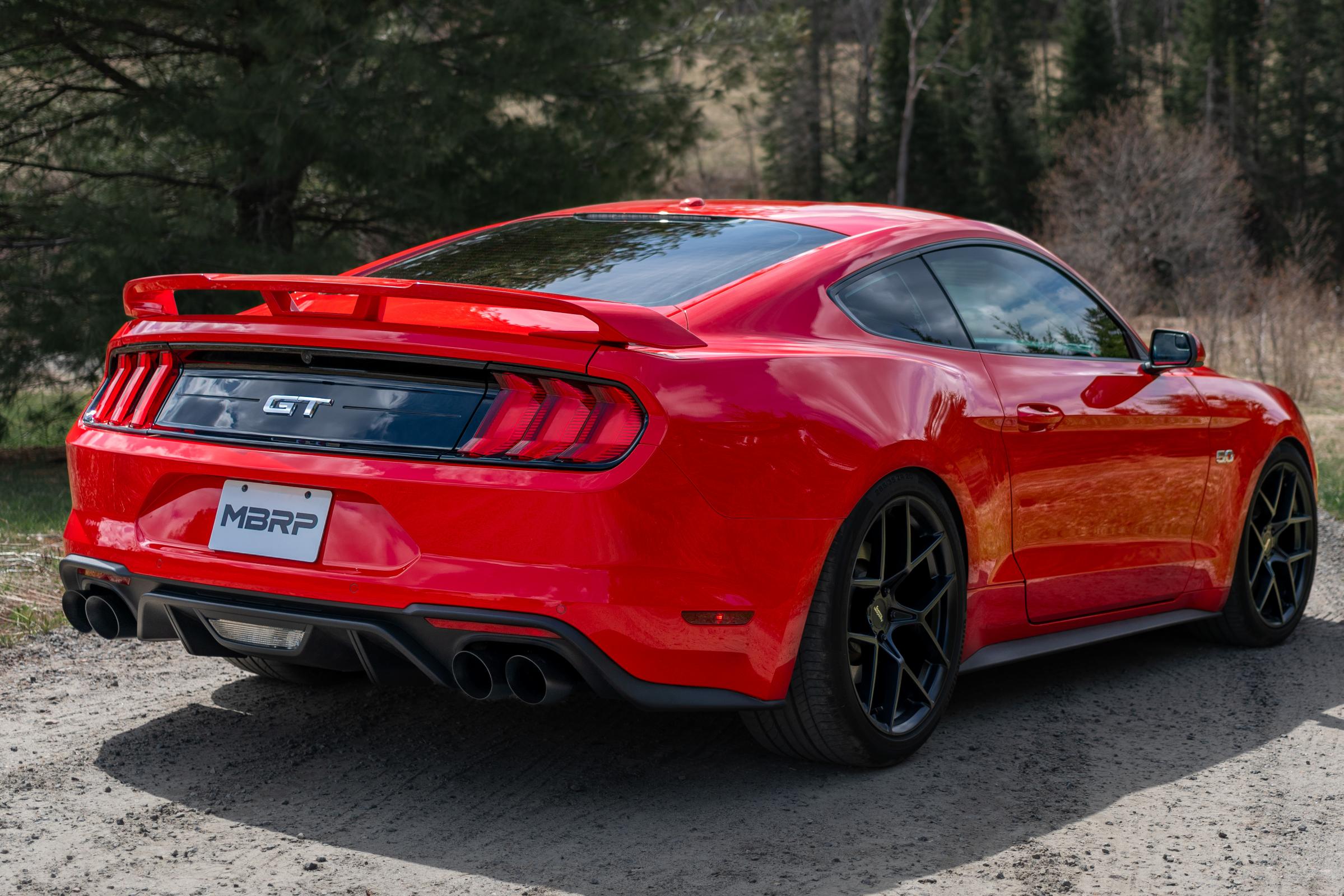 MBRP Exhaust 2018-Up Ford Mustang GT 5.0L T304 Stainless Steel 2.5 Inch Axle-Back with Quad Carbon Fiber Tips MBRP S72113CF