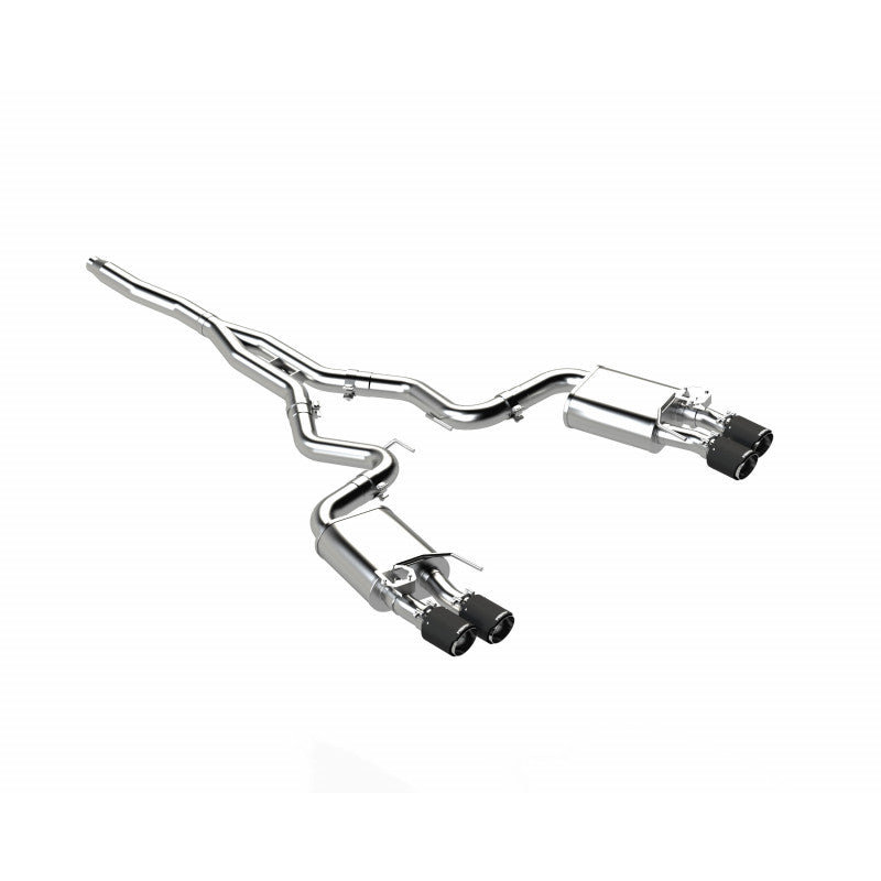 MBRP Exhaust 2019-Up Ford Mustang 2.3L EcoBoost Active T304 Stainless Steel 3 Inch Cat-Back Quad Rear Exit with CF Tips MBRP S72233CF
