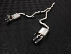 MBRP Exhaust 2019-Up Ford Mustang 2.3L EcoBoost Active T304 Stainless Steel 3 Inch Cat-Back Quad Rear Exit with CF Tips MBRP S72233CF