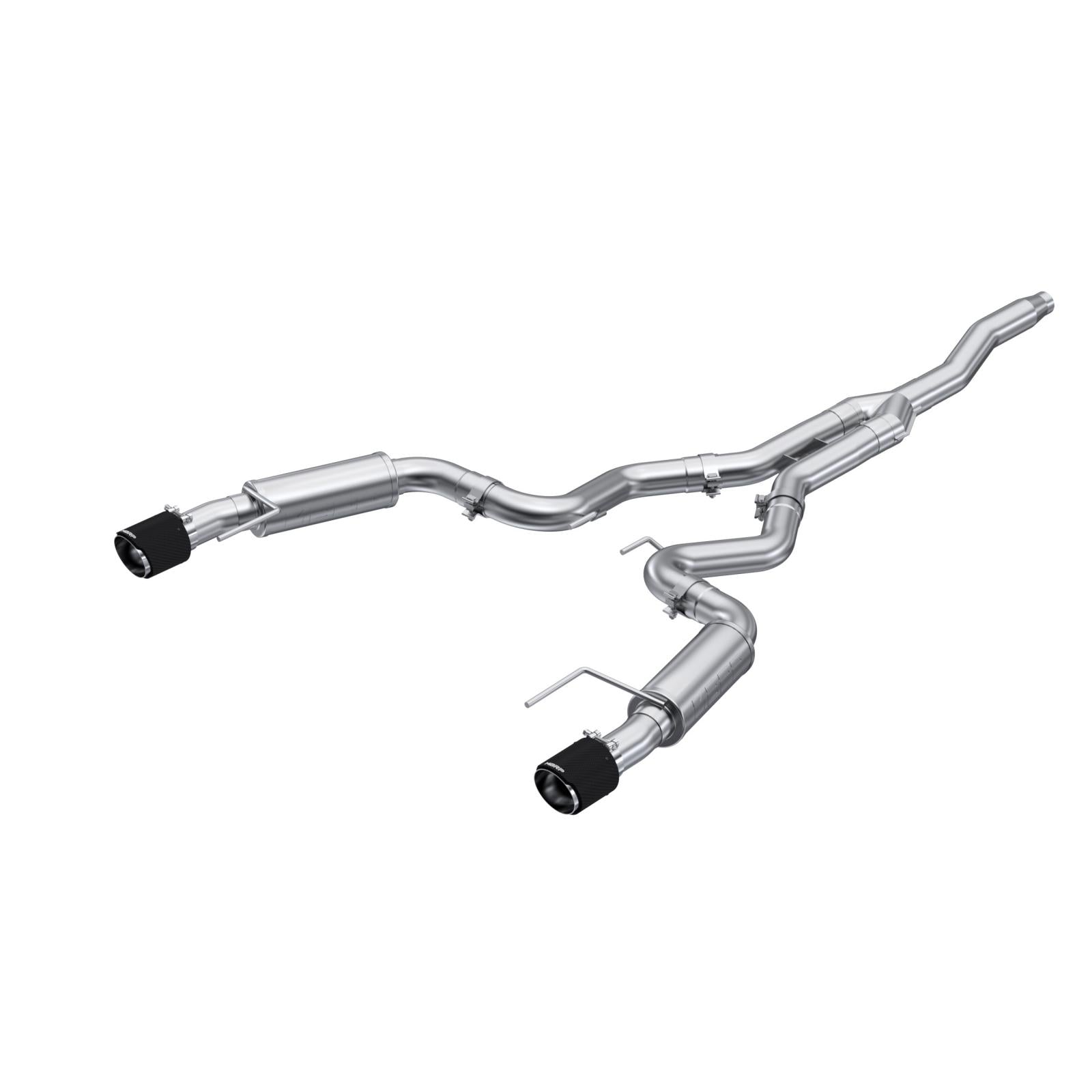 MBRP Exhaust 2015-2018 Ford Mustang 2.3L EcoBoost and 2019-Up Ford Mustang 2.3L EcoBoost T304 Stainless Steel 3 Inch Cat-Back Dual Split Rear with Carbon Fiber Tips Race Version MBRP S72753CF